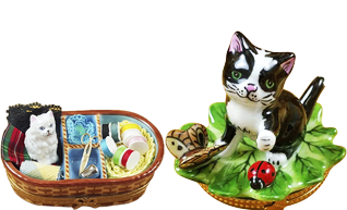 This is selection of elegant porcelain Limoges Boxes having themes that feature the pets you love.