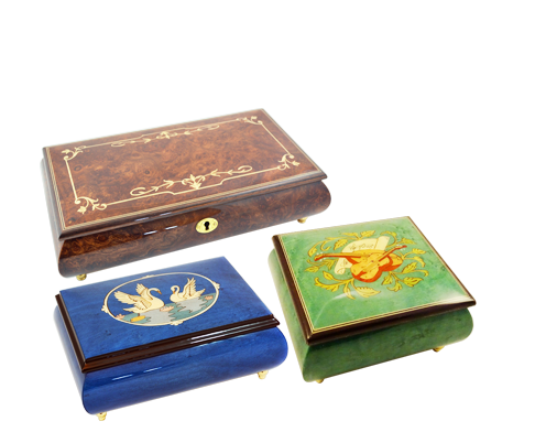 These Sorrento music boxes are featured with symbols related to Religion.
