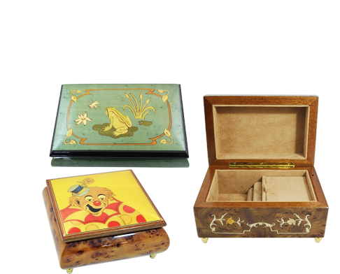 These Sorrento music boxes are featured with symbols related to Religion.