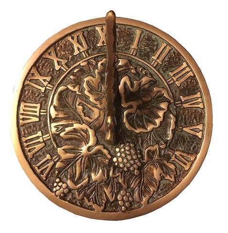 Brass Grapevine Sundial (Solid Brass w/Verdigris Highlights)