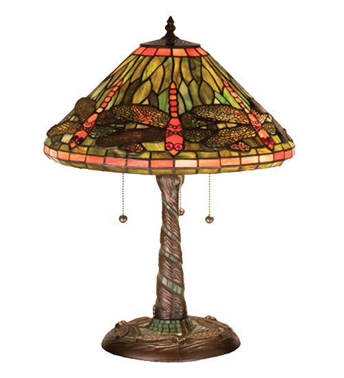 Tiffany Dragonfly W/ Twisted Fly Mosaic Base Table Lamp