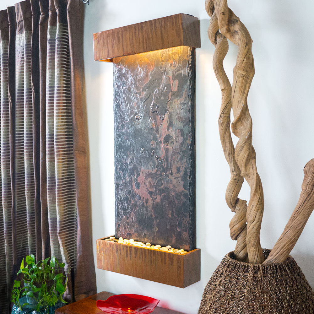 Nojoqui Falls Large NSI Slate Indoor Wall Fountain Copper